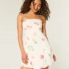 Mini-robe bustier en lin mélangé Mini-robe bustier en lin mélangé
