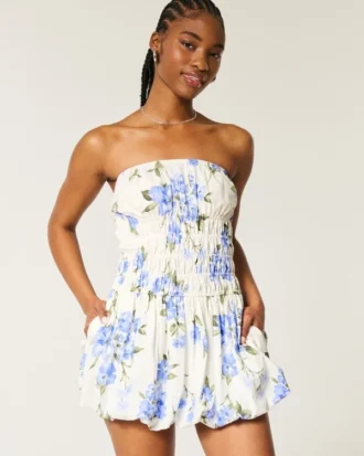 Mini-robe bustier à volants