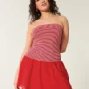Mini-robe sans bretelles à taille basse en tricot tissé Mini-robe sans bretelles à taille basse en tricot tissé