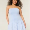 Mini-robe sans bretelles à taille basse en tricot tissé Mini-robe sans bretelles à taille basse en tricot tissé