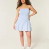 Mini-robe sans bretelles à taille basse en tricot tissé Mini-robe sans bretelles à taille basse en tricot tissé