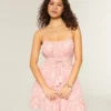Mini-robe smockée scintillante