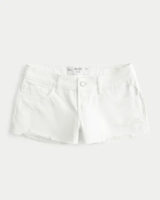 Mini-short en denim blanc délavé taille basse
