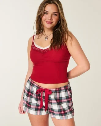 Mini-short en flanelle à nœud en satin Holiday Vault Release