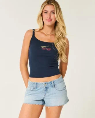 Mini-short en jean délavé moyen à taille ultra basse et déchiré