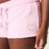 Mini-short en molleton avec motif cœur Mini-short en molleton avec motif cœur