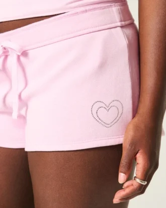 Mini-short en molleton avec motif cœur