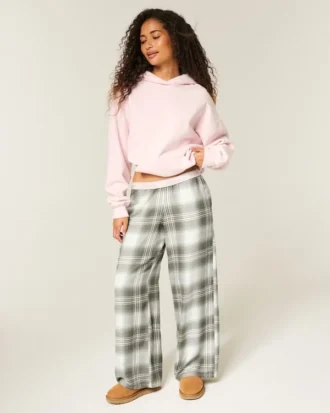 Pantalon baggy en flanelle
