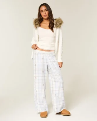 Pantalon baggy en flanelle