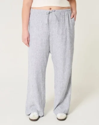 Pantalon baggy en lin mélangé à enfiler