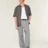 Pantalon baggy taille élastique en lin mélangé Pantalon baggy taille élastique en lin mélangé