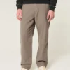 Pantalon baggy taille élastique en lin mélangé Pantalon baggy taille élastique en lin mélangé