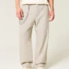 Pantalon baggy taille élastique en lin mélangé Pantalon baggy taille élastique en lin mélangé