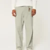 Pantalon baggy à taille élastique en lin mélangé Pantalon baggy à taille élastique en lin mélangé