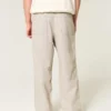 Pantalon baggy taille élastique en lin mélangé Pantalon baggy taille élastique en lin mélangé