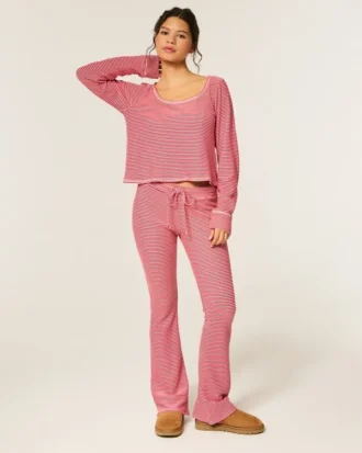 Pantalon bootcut confortable à motif gaufré Gilly Hicks