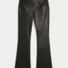 Pantalon bootcut taille basse en simili cuir