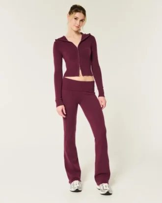 Pantalon bootcut à taille repliable en tricot douillet Gilly Hicks Pantalon bootcut à taille repliable en tricot douillet Gilly Hicks