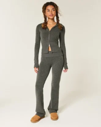 Pantalon bootcut à taille repliée en maille tricotée Gilly Hicks
