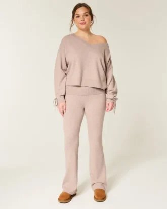 Pantalon bootcut à taille repliée en maille tricotée Gilly Hicks