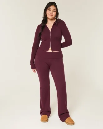 Pantalon bootcut à taille repliée en maille tricotée Gilly Hicks