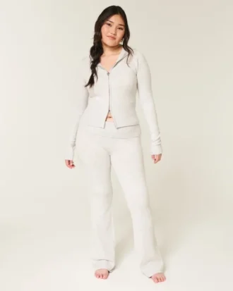 Pantalon bootcut à taille repliée en maille tricotée Gilly Hicks