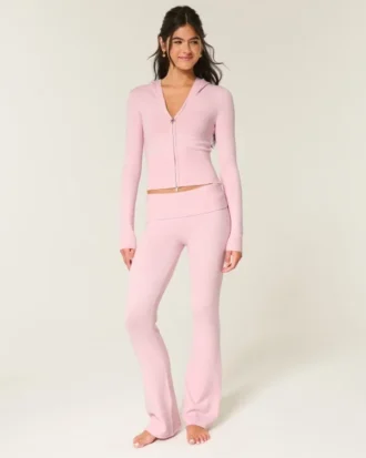 Pantalon bootcut à taille repliée en maille tricotée Gilly Hicks