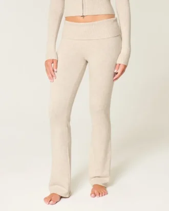 Pantalon bootcut à taille repliée en maille tricotée Gilly Hicks