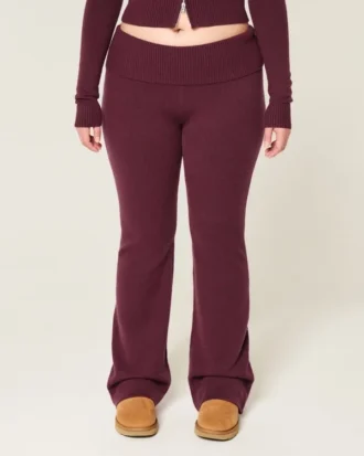 Pantalon bootcut à taille repliée en maille tricotée Gilly Hicks