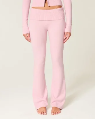 Pantalon bootcut à taille repliée en maille tricotée Gilly Hicks