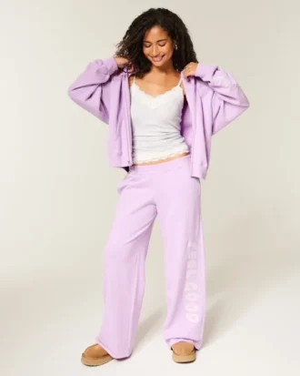 Pantalon de survêtement baggy avec motif Feel Good Hollister
