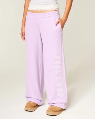 Pantalon de survêtement baggy avec motif Feel Good Hollister