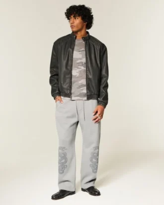 Pantalon de survêtement baggy à motif double serpent