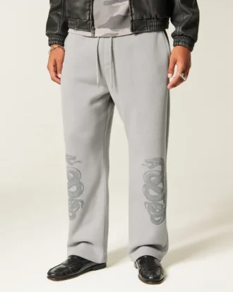 Pantalon de survêtement baggy à motif double serpent