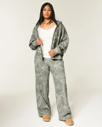 Pantalon de survêtement baggy olive camouflage