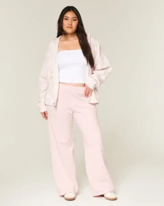 Pantalon de survêtement à jambes larges avec poche en forme de cœur