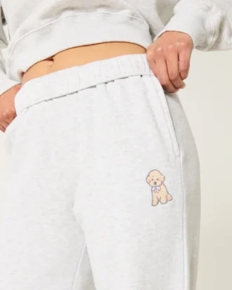 Pantalon de survêtement large à motif chien