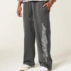 Pantalon de survêtement super baggy avec motif double flamme Pantalon de survêtement super baggy avec motif double flamme