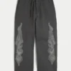 Pantalon de survêtement super baggy avec motif double flamme Pantalon de survêtement super baggy avec motif double flamme
