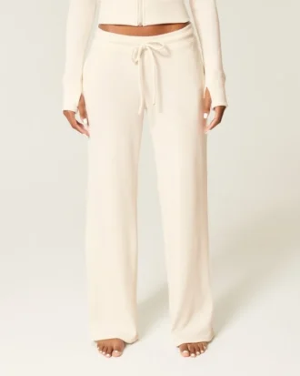 Pantalon droit en tissu gaufré et dentelle Gilly Hicks