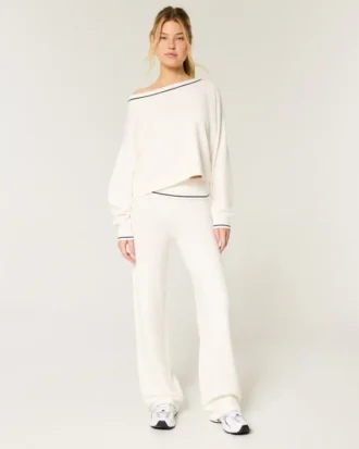 Pantalon droit à taille repliée en tricot Gilly Hicks