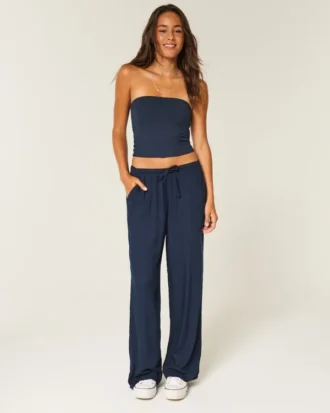 Pantalon à enfiler en slub