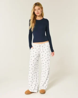 Pantalon large côtelé confortable