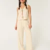 Pantalon large taille ultra haute en lin mélangé Hollister Livvy