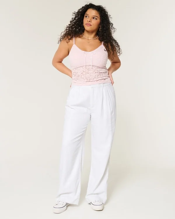 Pantalon large taille ultra haute en lin mélangé Hollister Livvy Pantalon large taille ultra haute en lin mélangé Hollister Livvy