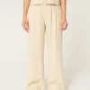 Pantalon large taille ultra haute en lin mélangé Hollister Livvy