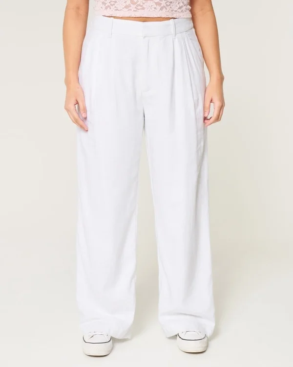 Pantalon large taille ultra haute en lin mélangé Hollister Livvy Pantalon large taille ultra haute en lin mélangé Hollister Livvy