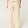 Pantalon large taille ultra haute en lin mélangé Hollister Livvy