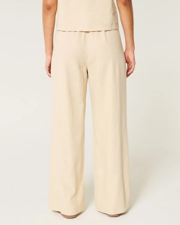 Pantalon large taille ultra haute en lin mélangé Hollister Livvy