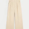 Pantalon large taille ultra haute en lin mélangé Hollister Livvy